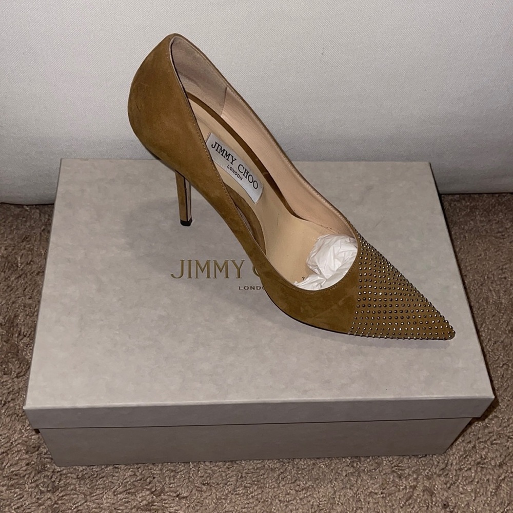 JIMMY CHOO Love 100 pumps - Hazel/Silver, Size 40.